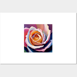 Subtle Rainbow Color Washed Rose Posters and Art